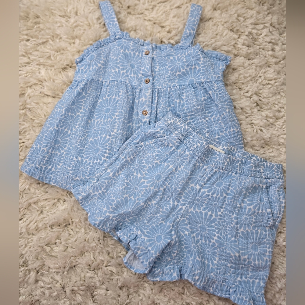 Blue Floral Sleeveless Romper